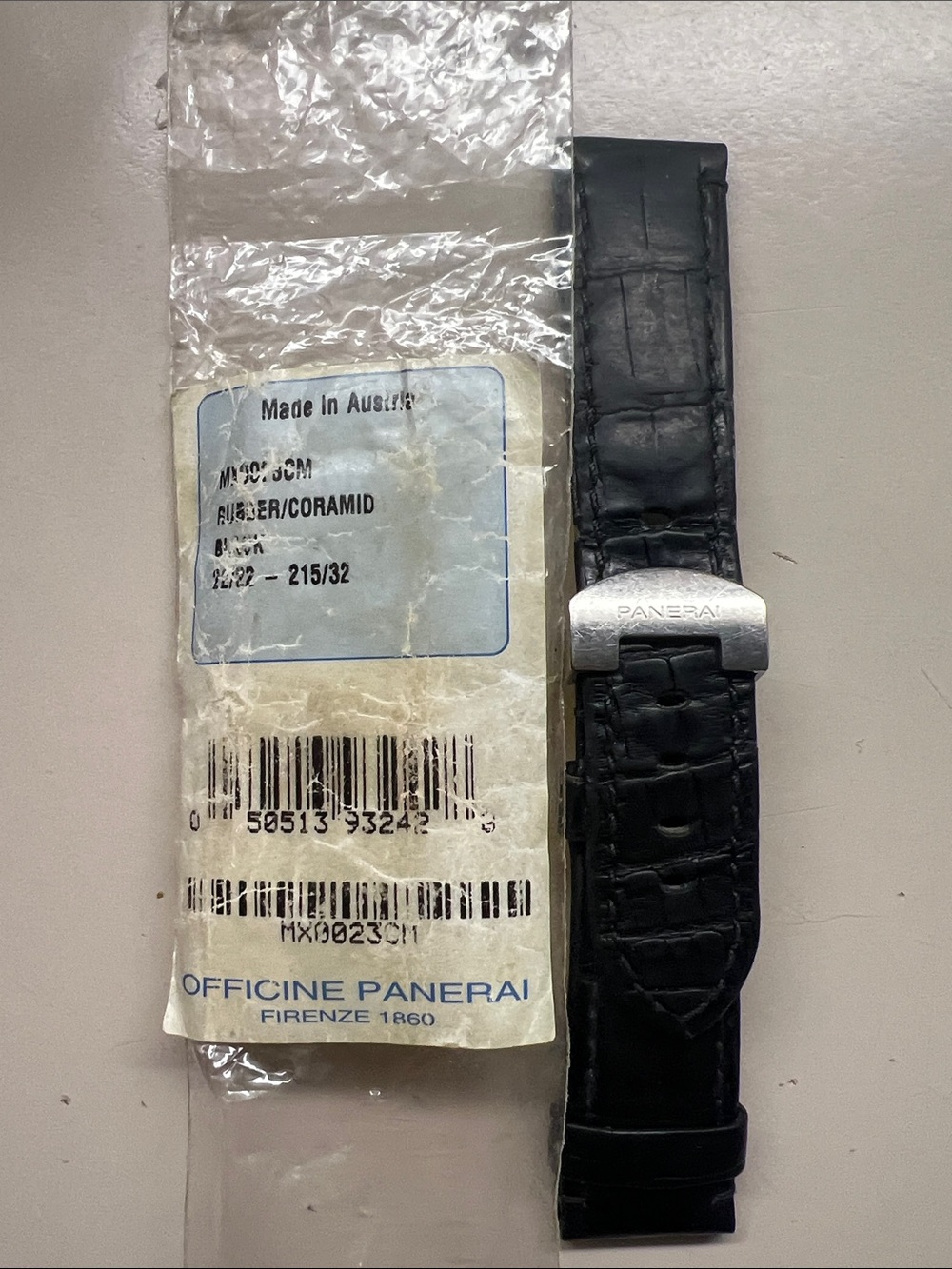🖤 Officine Panerai Original Watch Strap – Black Leather/Rubber – 24/22mm